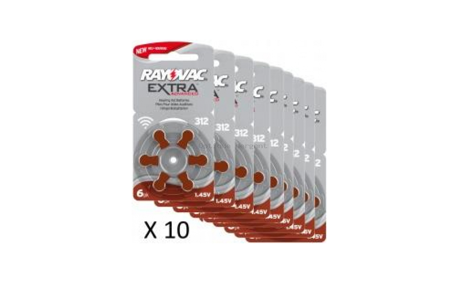 Boite de 10 plaquettes de 6 Piles auditives Rayovac extra 312 - Optique  Sergent